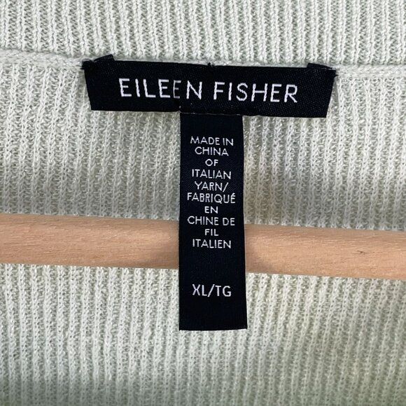 Eileen Fisher Womens XL Mist Green Sweater Organic Linen Blend Long Sleeve Knit - Picture 5 of 12